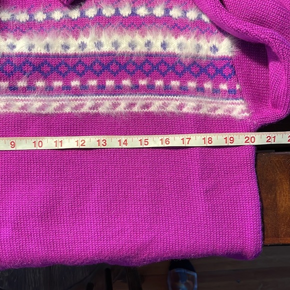 Capello VINTAGE 100% Wool Magenta Fairisle Knit Nordic Sweater - Picture 13 of 16